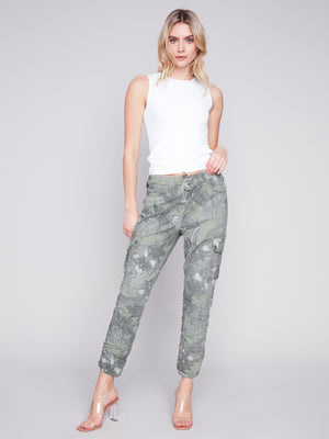 Charlie B Spring/Summer 2024 -C5520-849A-Printed Jogger Pant-Celadon - The Coach Pyramids