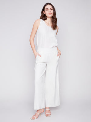 Charlie B Spring/Summer 2024-C5521-229B-Linen Pant-Natural - The Coach Pyramids