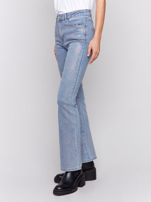 Charlie B Fall 2024-C5533P-685-Bootcut Leg Pant-Silver Blue