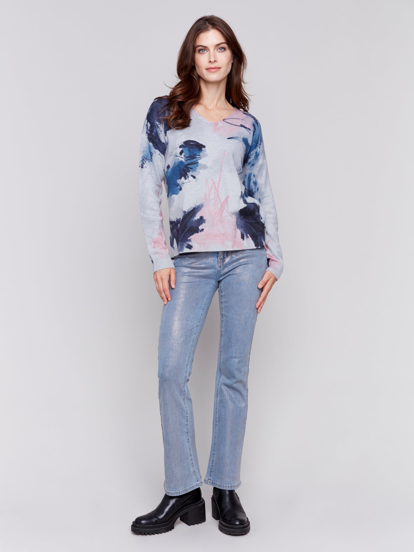 Charlie B Fall 2024-C5533P-685-Bootcut Leg Pant-Silver Blue - The Coach Pyramids