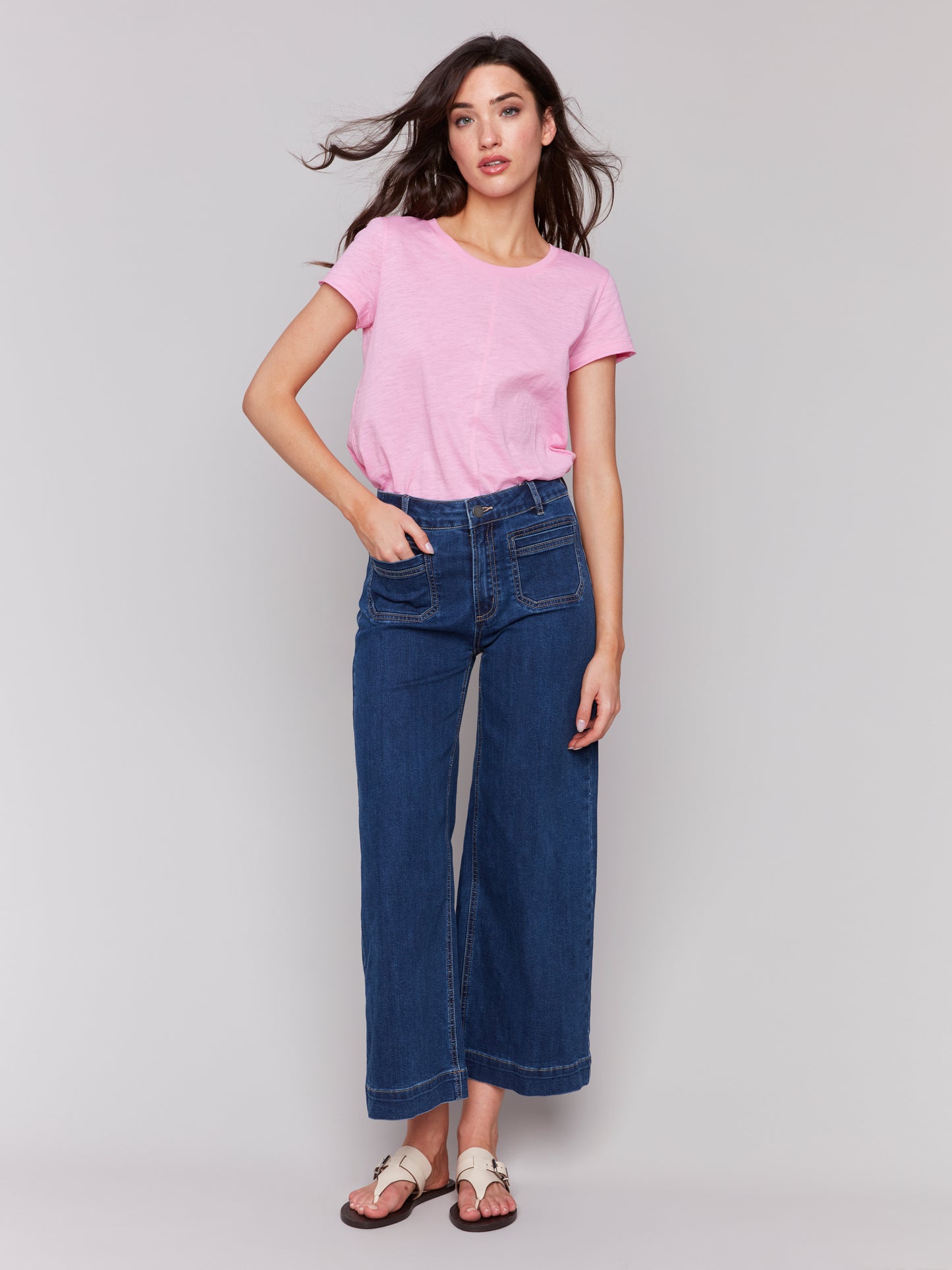 Charlie B Spring/Summer 2025-C5538R-007-Patch Pocket Pant-Indigo - The Coach Pyramids