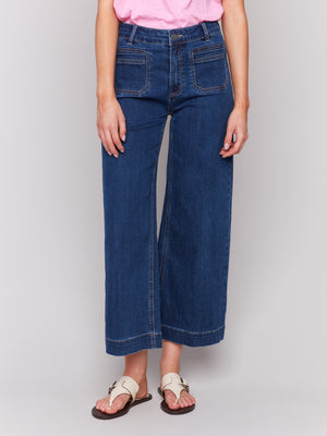 Charlie B Spring/Summer 2025-C5538R-007-Patch Pocket Pant-Indigo