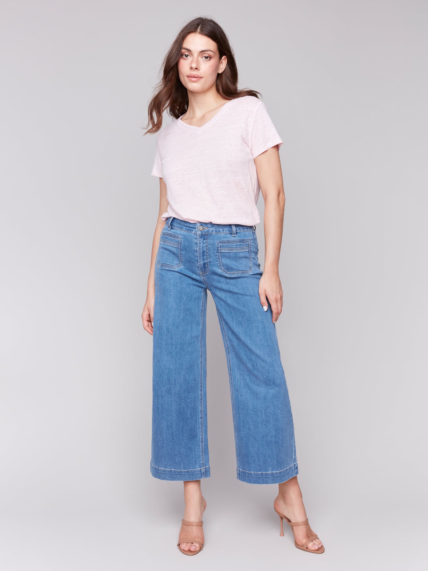 Charlie B Spring/Summer 2025-C5538R-538-Patch Pocket Pant-Blue Jean - The Coach Pyramids