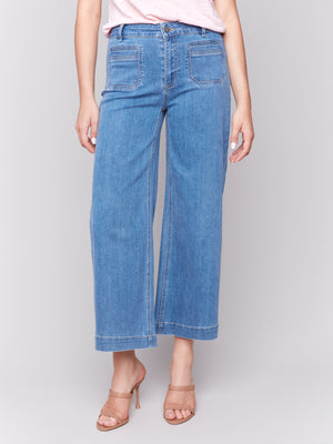 Charlie B Spring/Summer 2025-C5538R-538-Patch Pocket Pant-Blue Jean