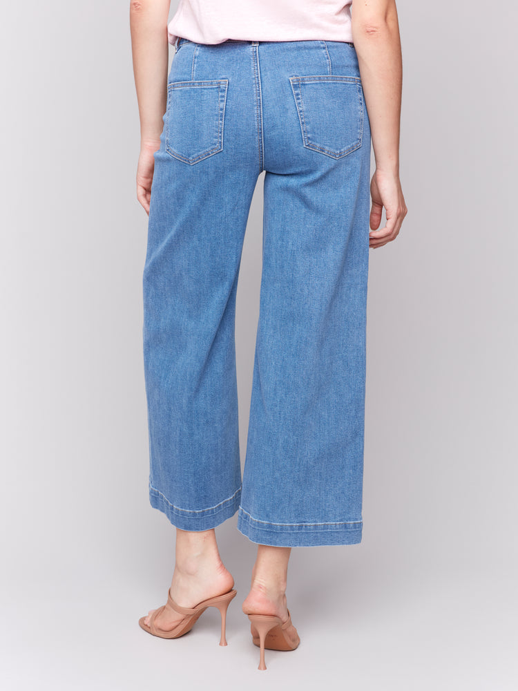 Charlie B Spring/Summer 2025-C5538R-538-Patch Pocket Pant-Blue Jean