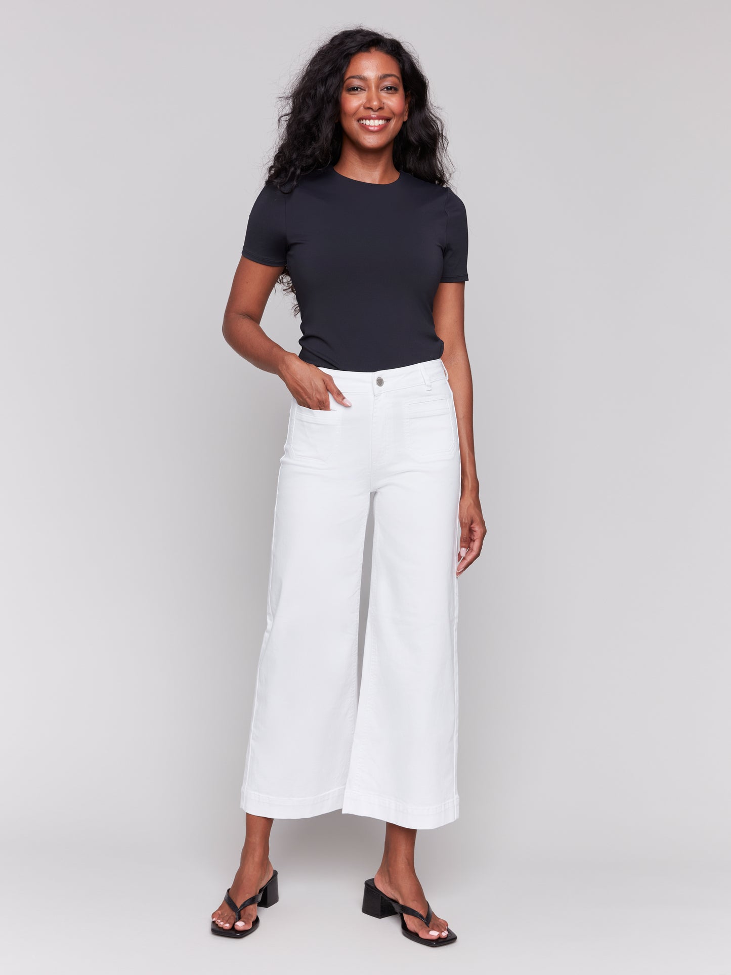 Charlie B Spring/Summer 2025-C5538R-002-Patch Pocket Pant-White - The Coach Pyramids