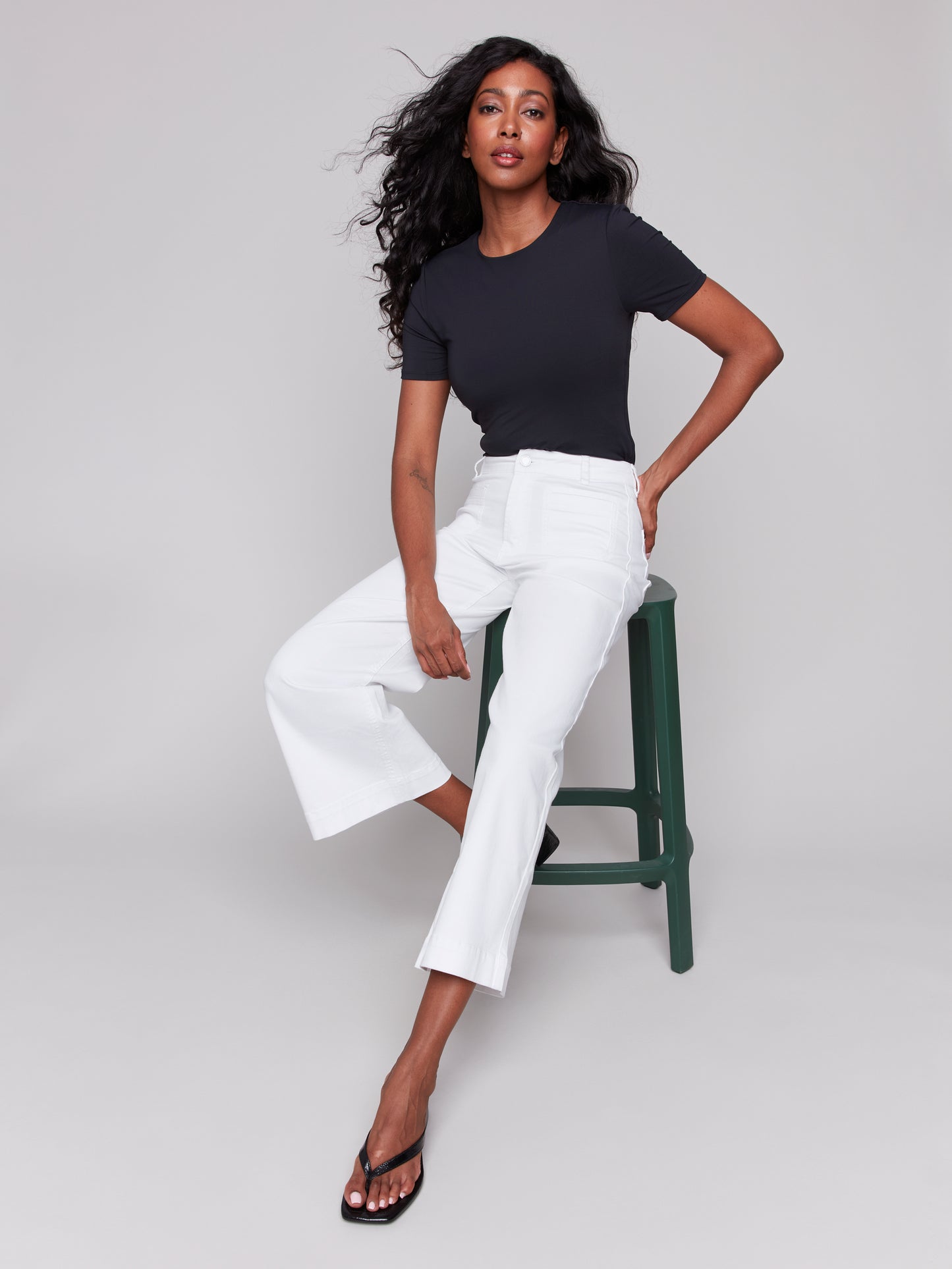 Charlie B Spring/Summer 2025-C5538R-002-Patch Pocket Pant-White - The Coach Pyramids