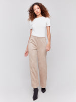 Charlie B Fall 2024-C5540-100-Faux Suede Pant-Natural