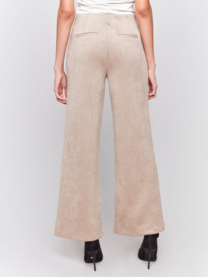 Charlie B Fall 2024-C5540-100-Faux Suede Pant-Natural