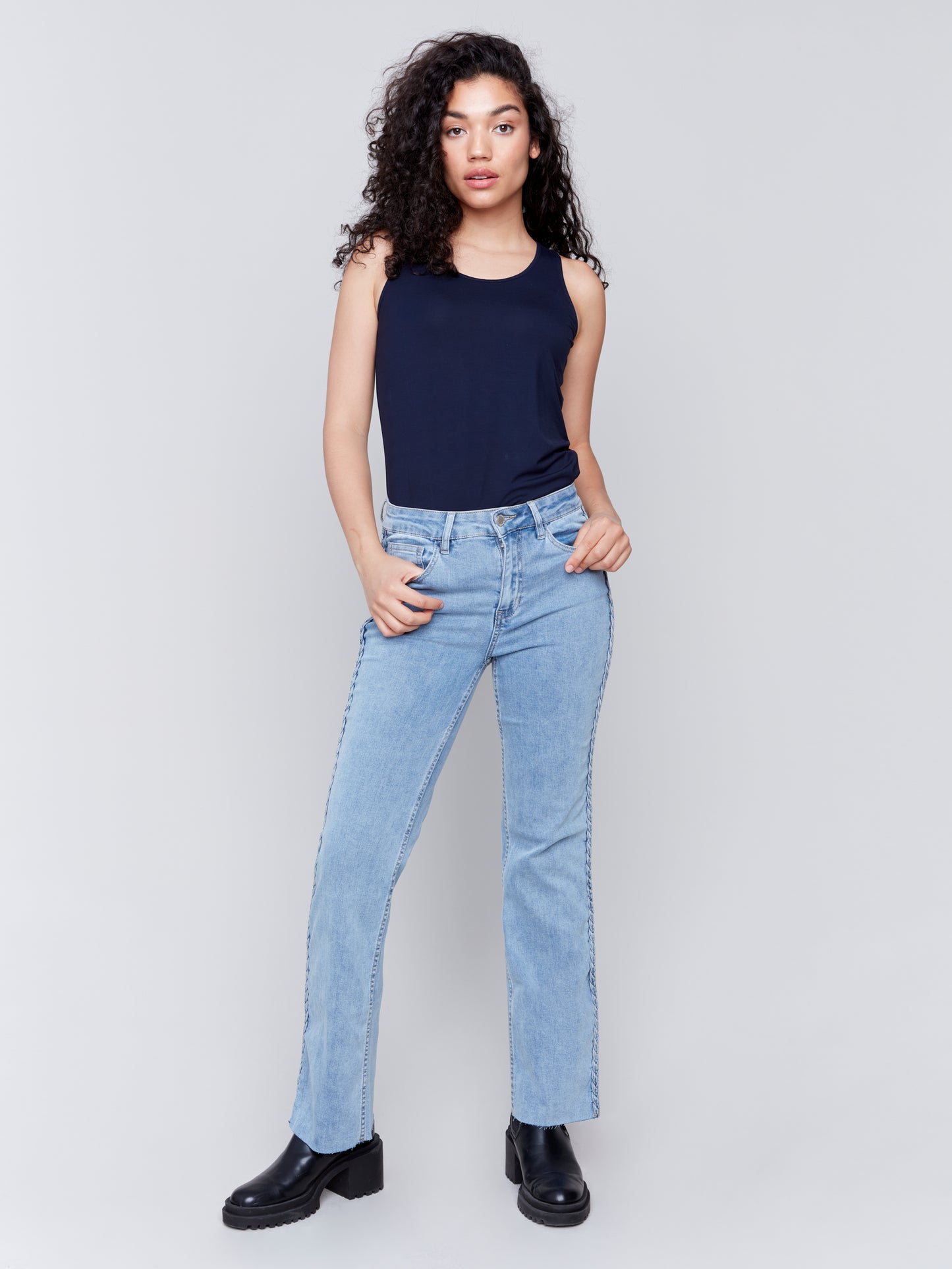 Charlie B Fall 2024-C5547-140-Braided Pant-LT Blue - The Coach Pyramids