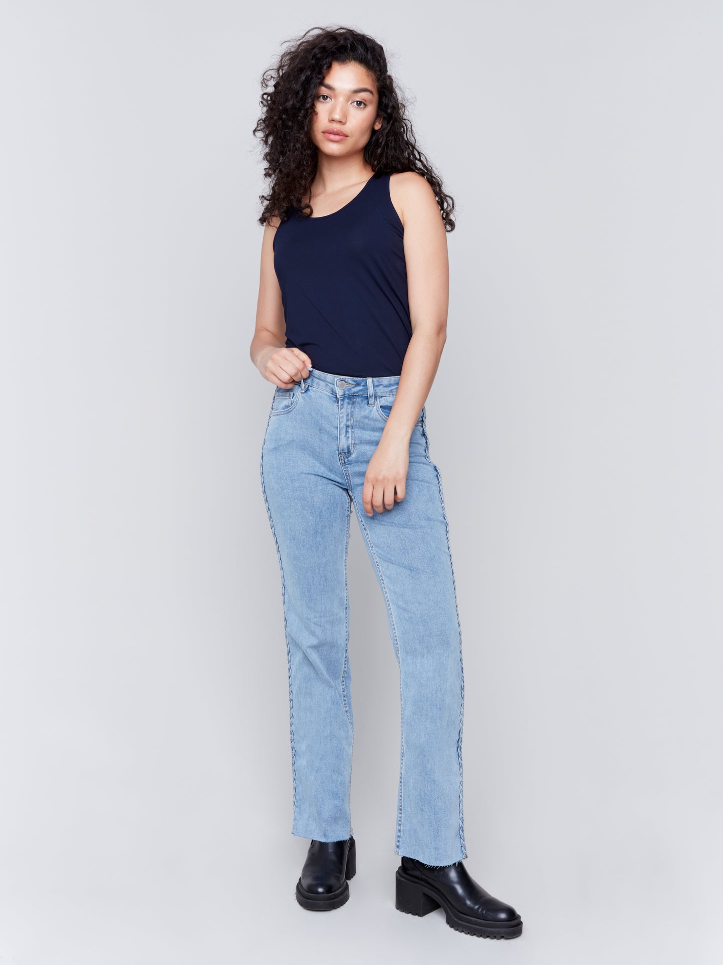 Charlie B Fall 2024-C5547-140-Braided Pant-LT Blue - The Coach Pyramids