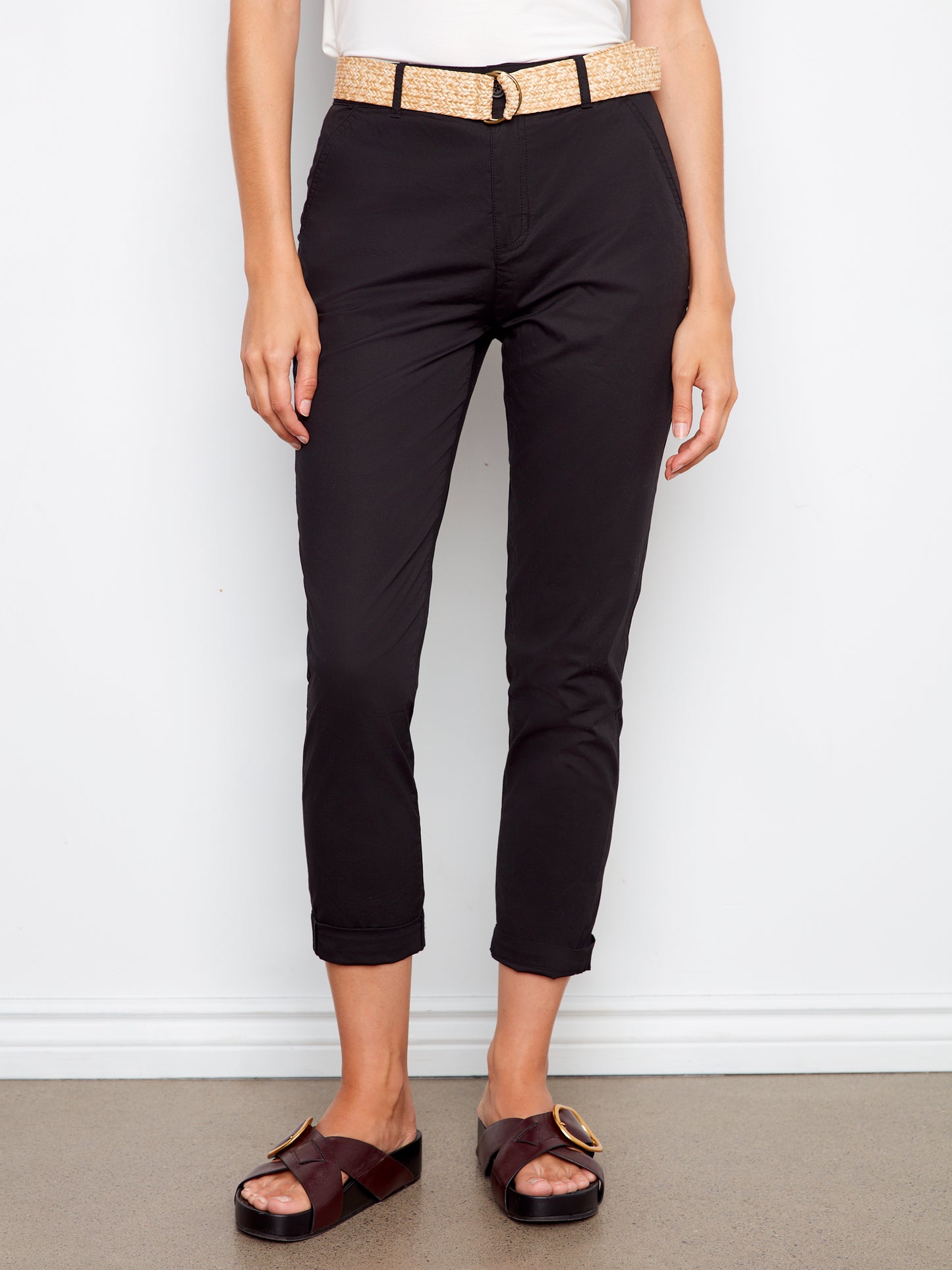 Charlie B-C5625R-001-Stretch Twill Narrow Leg Pants-Black - The Coach Pyramids