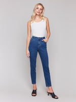 Charlie B Spring/Summer 2025-C5628J-007-Slim Leg 5 Pocket Stretch Denim-Indigo