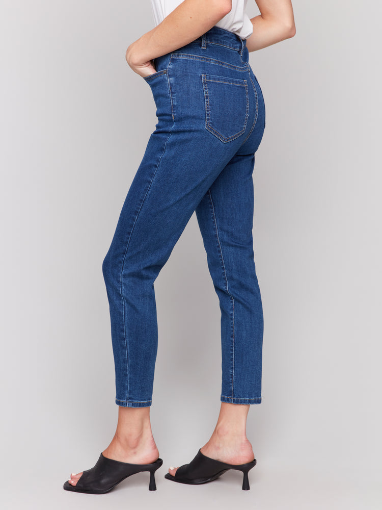 Charlie B Spring/Summer 2025-C5628J-007-Slim Leg 5 Pocket Stretch Denim-Indigo