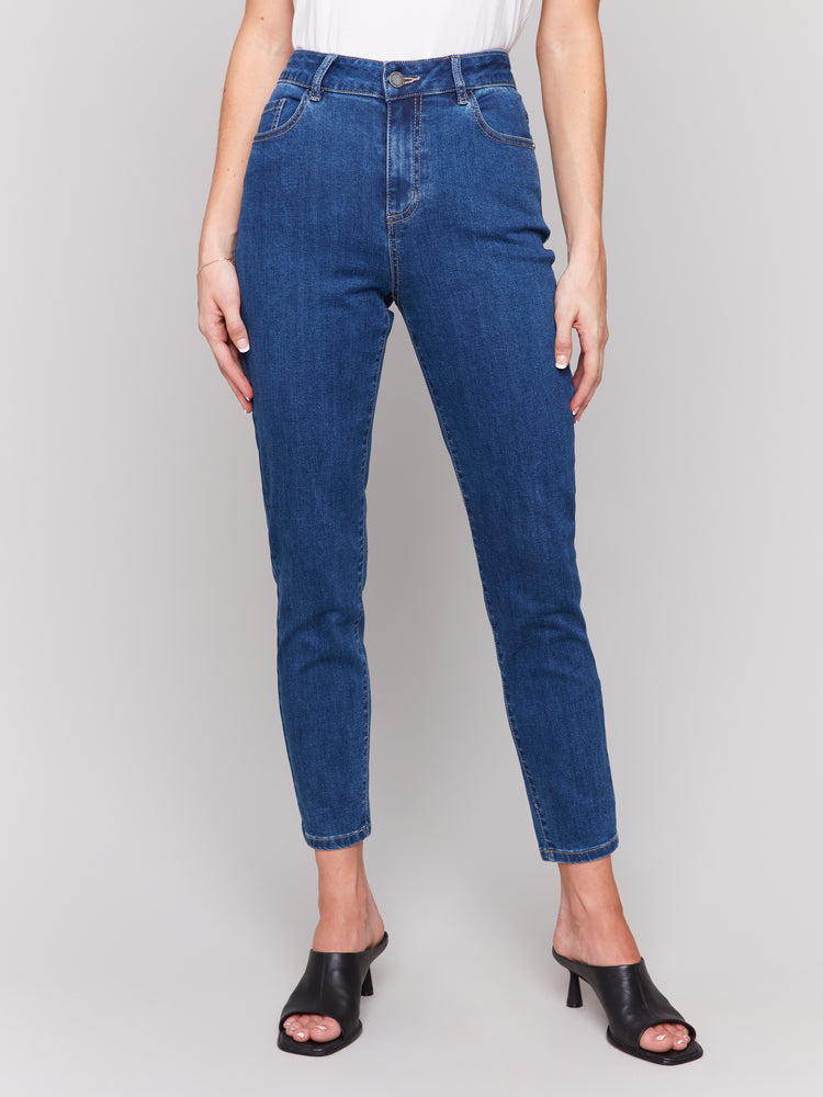 Charlie B Spring/Summer 2025-C5628J-007-Slim Leg 5 Pocket Stretch Denim-Indigo