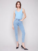 Charlie B Spring/Summer 2025-C5628J-140-Slim Leg 5 Pocket Stretch Denim-LT Blue