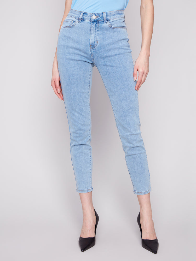 Charlie B Spring/Summer 2025-C5628J-140-Slim Leg 5 Pocket Stretch Denim-LT Blue