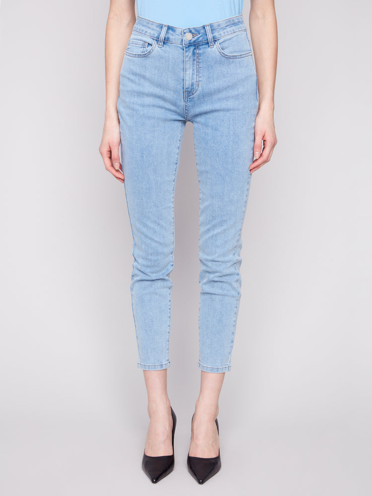 Charlie B Spring/Summer 2025-C5628J-140-Slim Leg 5 Pocket Stretch Denim-LT Blue