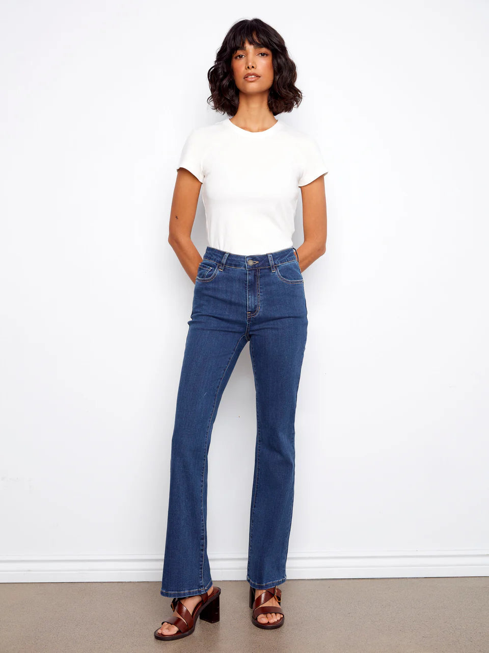 Charlie B-C5629J-007-Celine Flare Leg Jeans-Indigo - The Coach Pyramids