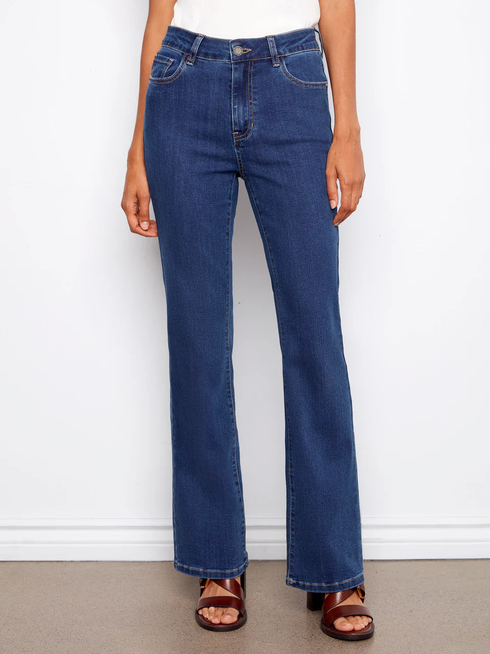 Charlie B-C5629J-007-Celine Flare Leg Jeans-Indigo - The Coach Pyramids