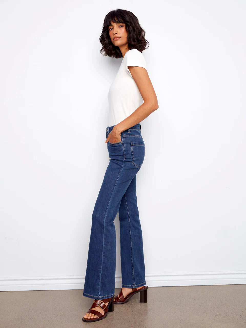 Charlie B-C5629J-007-Celine Flare Leg Jeans-Indigo - The Coach Pyramids