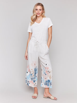 Charlie B Spring/Summer 2025-C5657BY-P835-Printed Pant W/Draw String-Supernova