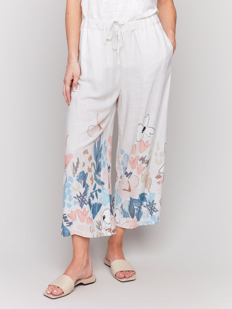 Charlie B Spring/Summer 2025-C5657BY-P835-Printed Pant W/Draw String-Supernova