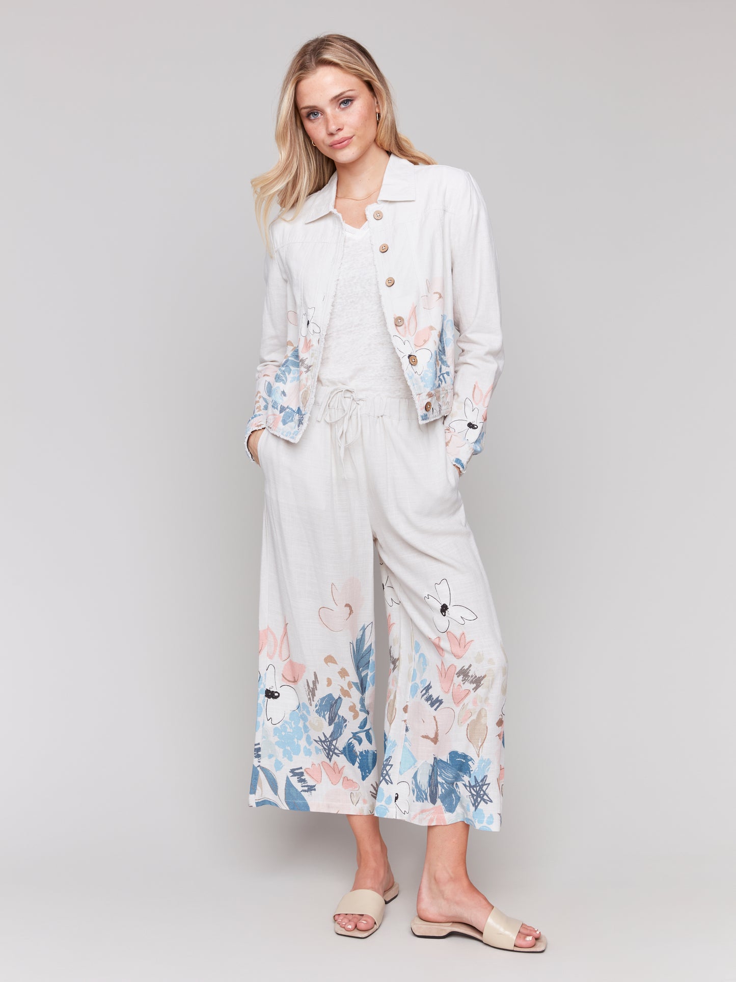 Charlie B Spring/Summer 2025-C5657BY-P835-Printed Pant W/Draw String-Supernova - The Coach Pyramids