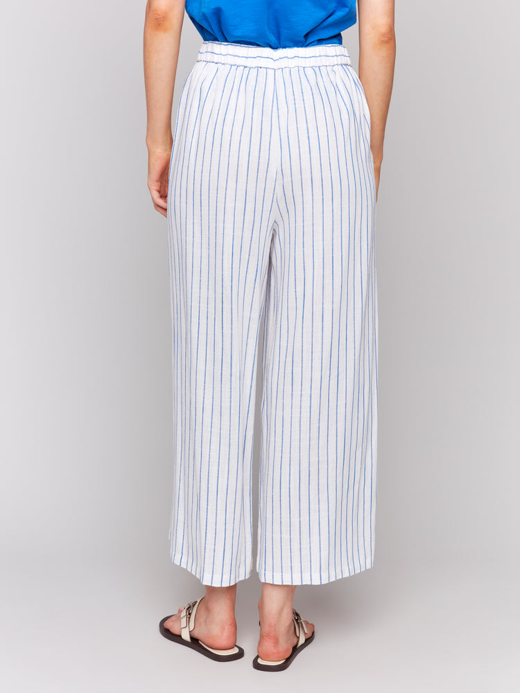 Charlie B Spring/Summer 2025-C5657-0P392-Pull On Yam Dye Stripe Pant-Coastal