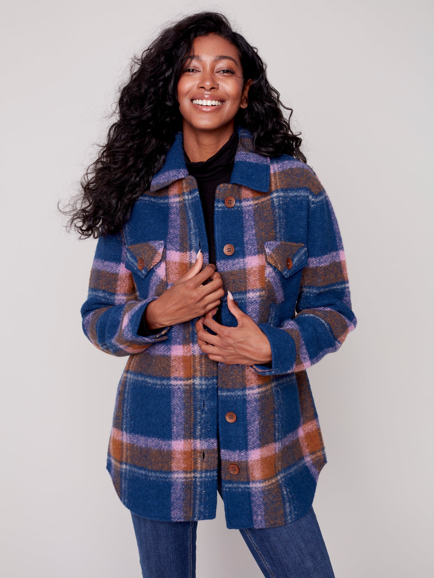 Charlie B Fall 2023-C6192RR-174B- Shirt Jacket-Denim - The Coach Pyramids