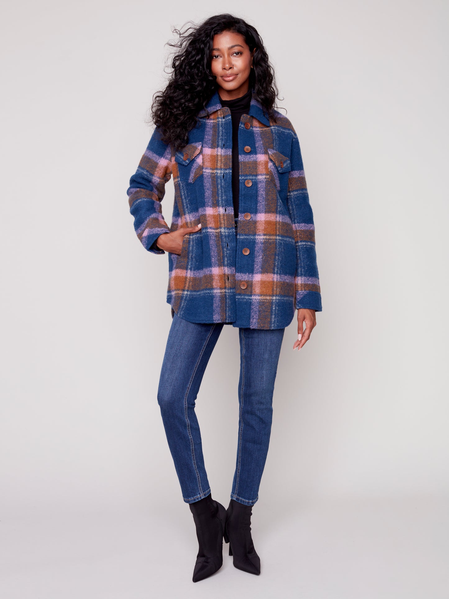 Charlie B Fall 2023-C6192RR-174B- Shirt Jacket-Denim - The Coach Pyramids
