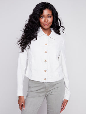 Charlie B Spring/Summer 2024-C6199X-229B-Long Sleeve Linen Jacket-Natural - The Coach Pyramids