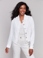 Charlie B Spring/Summer 2025-C6199Y-002-Linen Blend Jacket-White