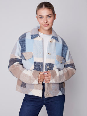 Charlie B Fall 2023-C6210R-174B-Plaid Jacket-Snow Flake - The Coach Pyramids