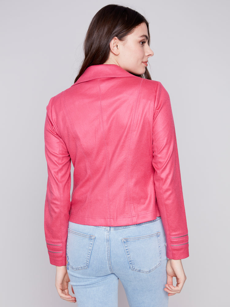 Charlie B Spring/Summer 2024-C6231X-704B-Faux Leather Jacket-Punch - The Coach Pyramids
