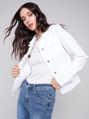 Charlie B Spring/Summer 2024-C6233R-431A-Denim Jacket-White - The Coach Pyramids