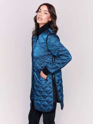 Charlie B Fall 2024-C6253R-339-Long Quilted Puffer-Peacock