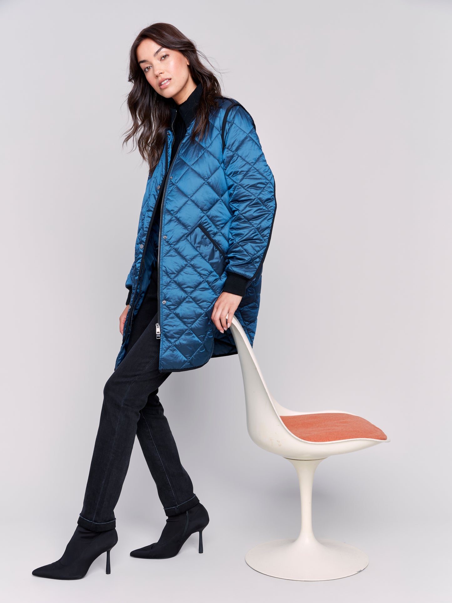 Charlie B Fall 2024-C6253R-339-Long Quilted Puffer-Peacock - The Coach Pyramids