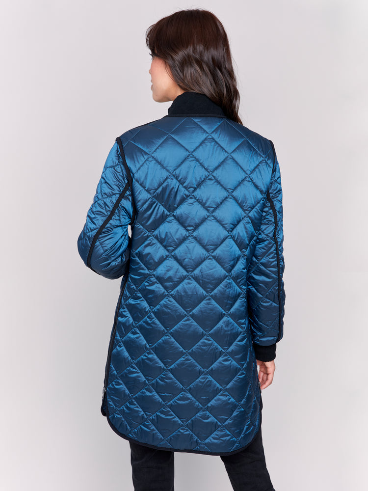 Charlie B Fall 2024-C6253R-339-Long Quilted Puffer-Peacock