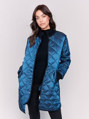 Charlie B Fall 2024-C6253R-339-Long Quilted Puffer-Peacock