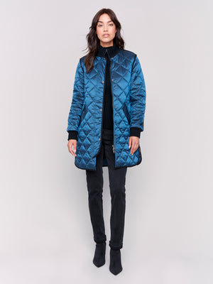 Charlie B Fall 2024-C6253R-339-Long Quilted Puffer-Peacock