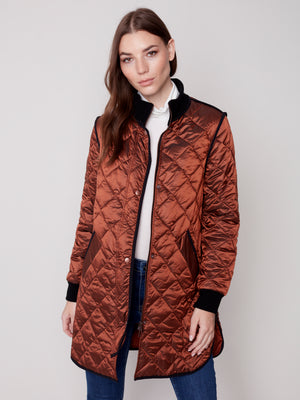 Charlie B Fall 2023-C6253-135B- Quilted Jacket-Cinnamon - The Coach Pyramids