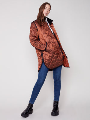 Charlie B Fall 2023-C6253-135B- Quilted Jacket-Cinnamon - The Coach Pyramids