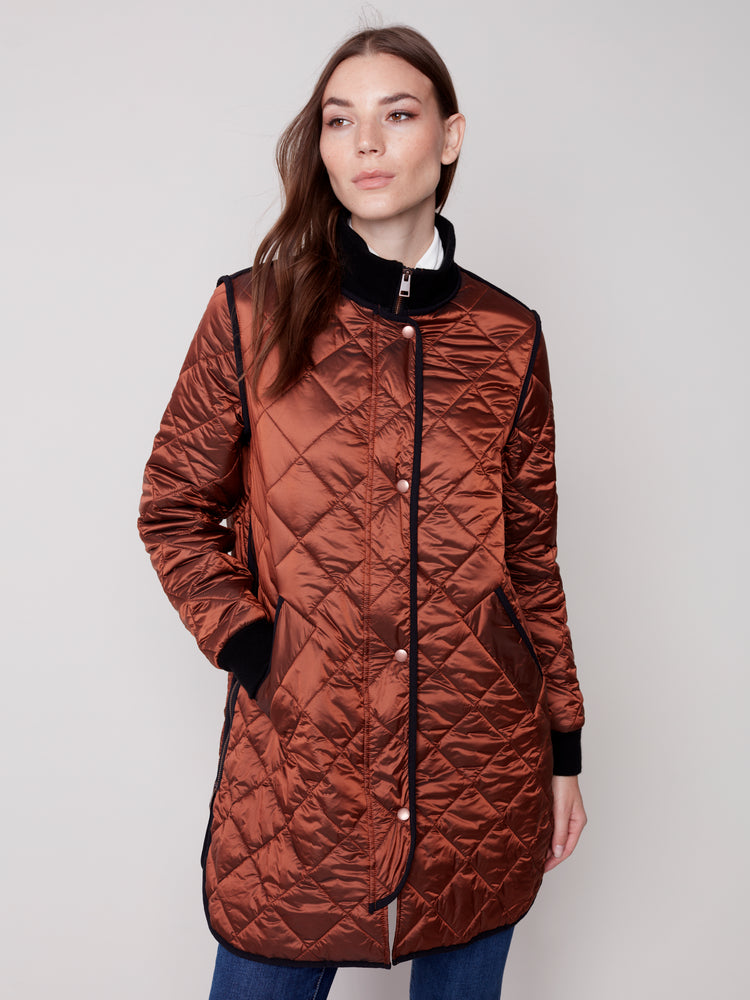 Charlie B Fall 2023-C6253-135B- Quilted Jacket-Cinnamon - The Coach Pyramids