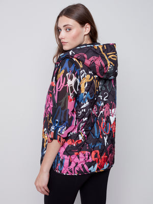 Charlie B Fall 2023-C6269P-666A- Printed Puffer Vest-Graffiti - The Coach Pyramids