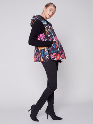 Charlie B Fall 2023-C6269P-666A- Printed Puffer Vest-Graffiti - The Coach Pyramids