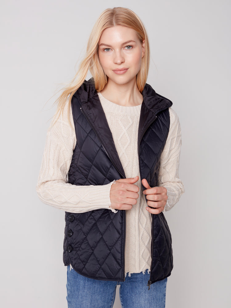 CHARLIE B C6268 QUILTED PUFFER VEST- 3 COLOURS – Serena's Ladies Wear