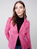 Charlie B Fall 2023-C6282-869A-Faux Leather Jacket- Orchid - The Coach Pyramids