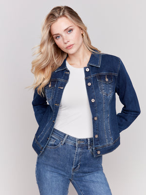 Charlie B Fall 2024-C6302S-007-Stretch Denim Jacket-Indigo