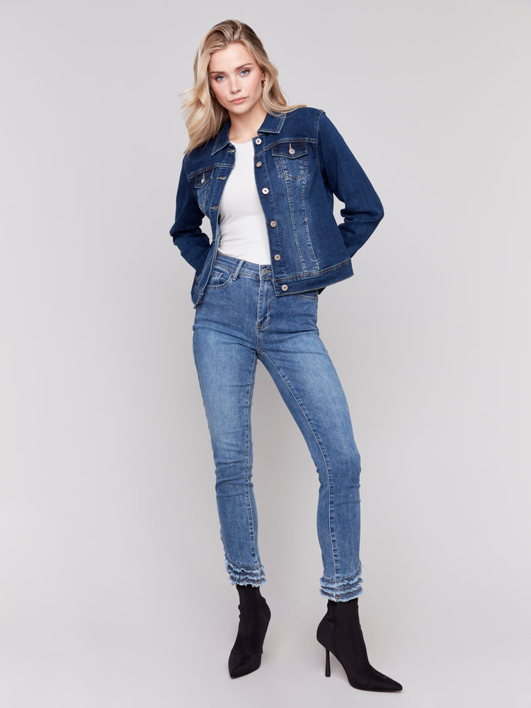 Charlie B Fall 2024-C6302S-007-Stretch Denim Jacket-Indigo